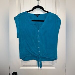 Velvet Heart Teal Tie-Front Button Down Blouse